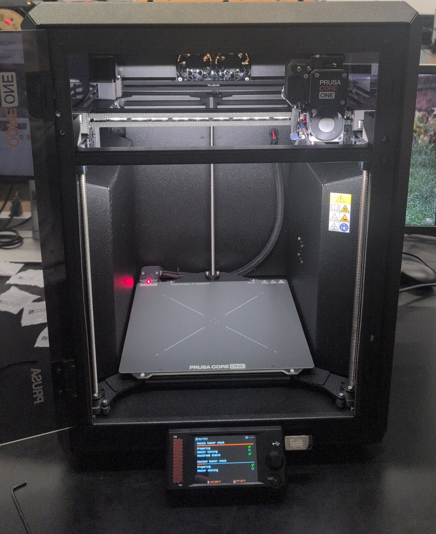 The Prusa Core One fully assembled.