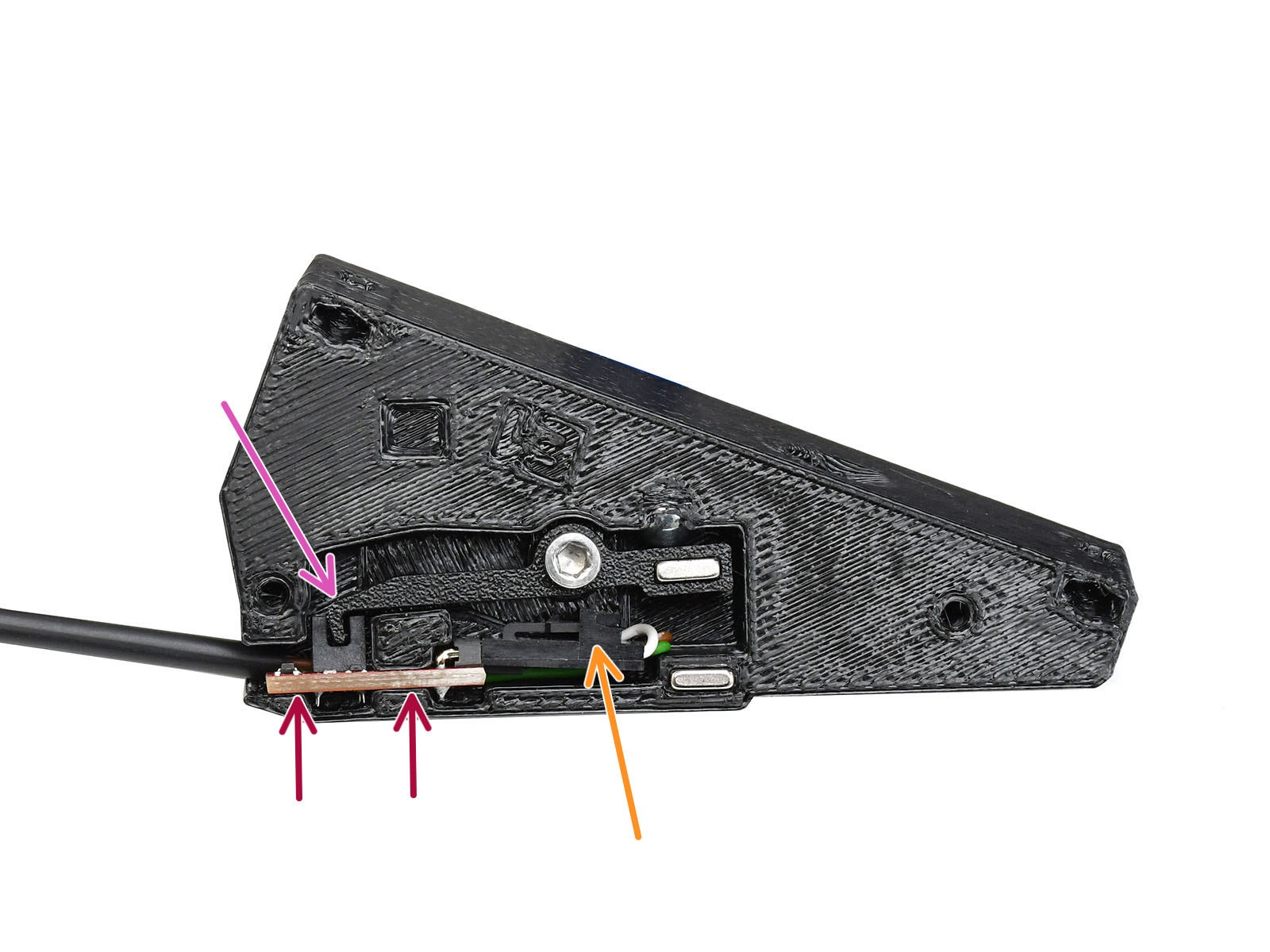 The filament sensor on the Prusa Core One.