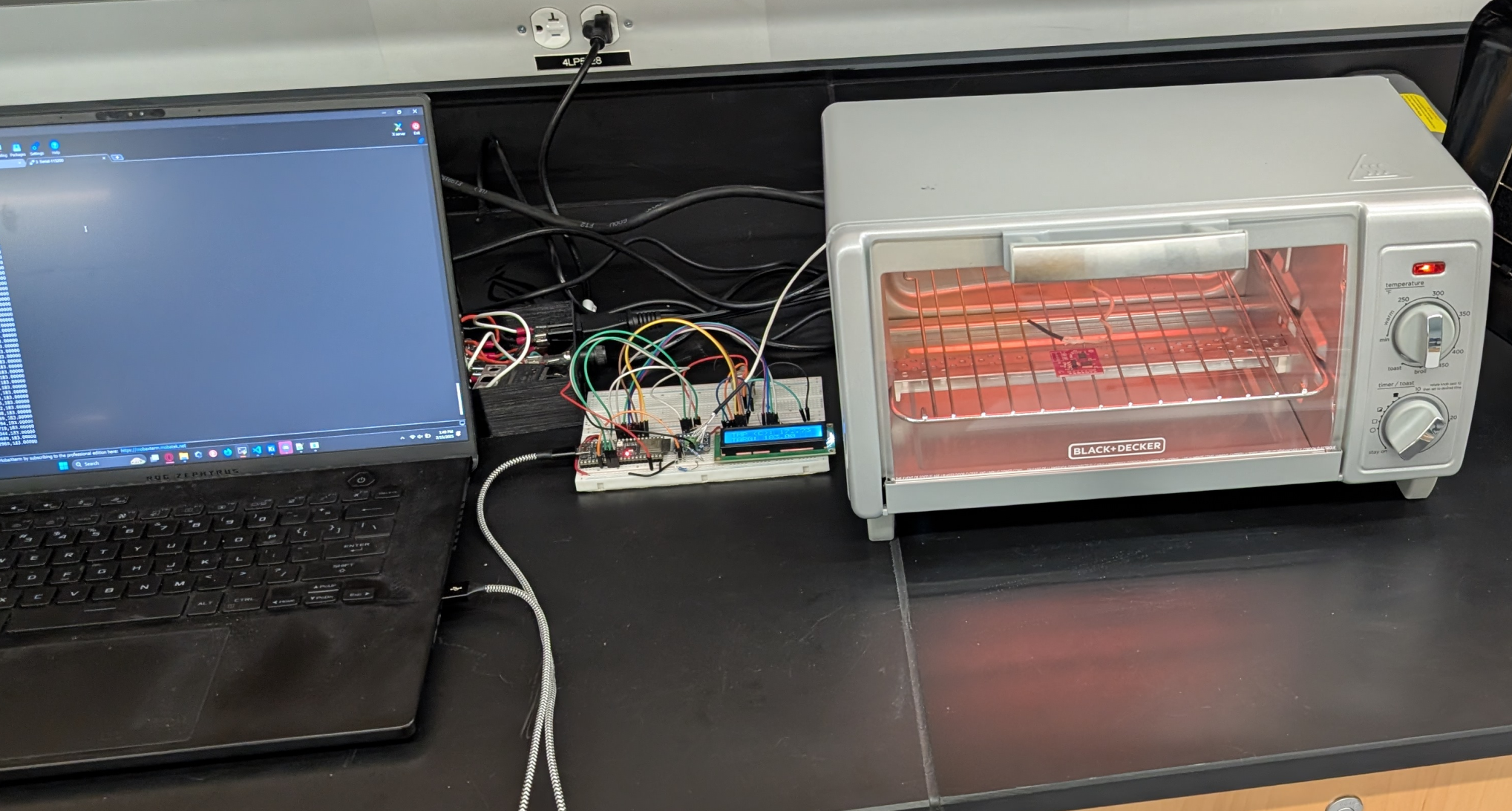 custom PCB in a toaster oven